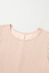 Corded Knit Crew Neck Puff Sleeve Shift Mini Dress